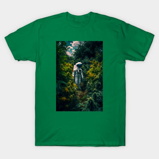 Astronaut In A Weed Garden T-Shirt by Butterfly Venom